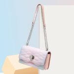 Cnoles Small Square Cute Metal Pink Chain Handbag 3