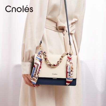 Cnoles Genuine Leather Ribbons Chain Crossbody Bags 1