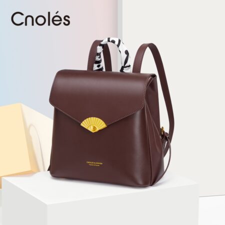 Cnoles Luxury Designer Vintage Leather Backpack School Bag 1