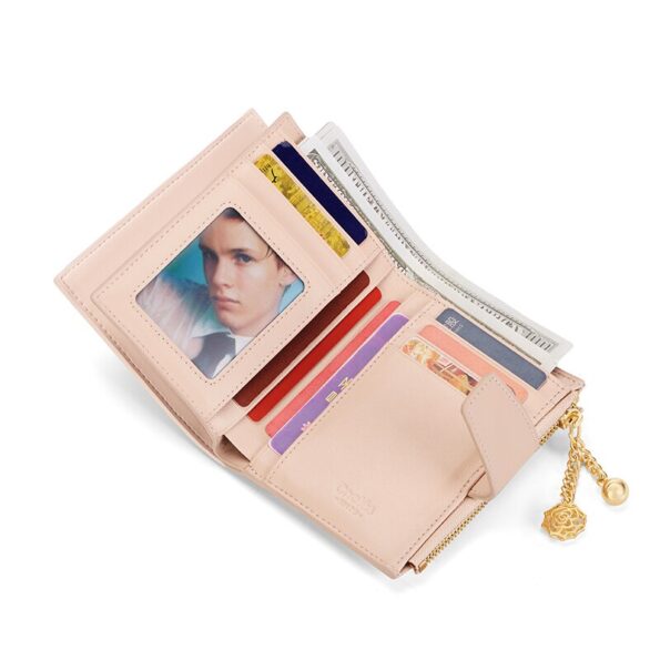 Cnoles Women's Wallet Split Genuine Leather Designer Wallet Pink Purse 6