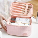 Cnoles New Cream Cake Girl Makeup Bag Portable Travel Women Cosmetic Bag Toiletries Organizer Storage Makeup Cases 2