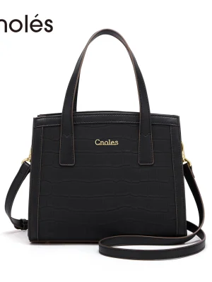 Cnoles 2024 Black Luxury Top-Handle Shoulder Bag