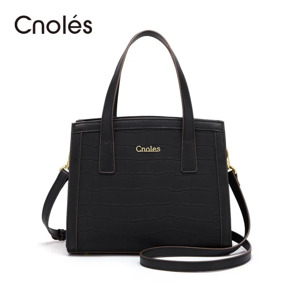 Cnoles 2024 Black Luxury Top-Handle Shoulder Bag