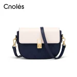 Cnoles Retro Saddle Bag – Contrast Color Cowhide Crossbody Bag