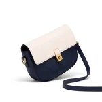 Cnoles Retro Saddle Bag – Contrast Color Cowhide Crossbody Bag