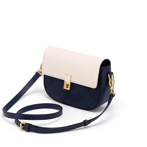 Cnoles Retro Saddle Bag – Contrast Color Cowhide Crossbody Bag