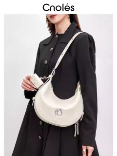 Cnoles Crescent Cowhide Shoulder Bag – Designer Women’s Handbag